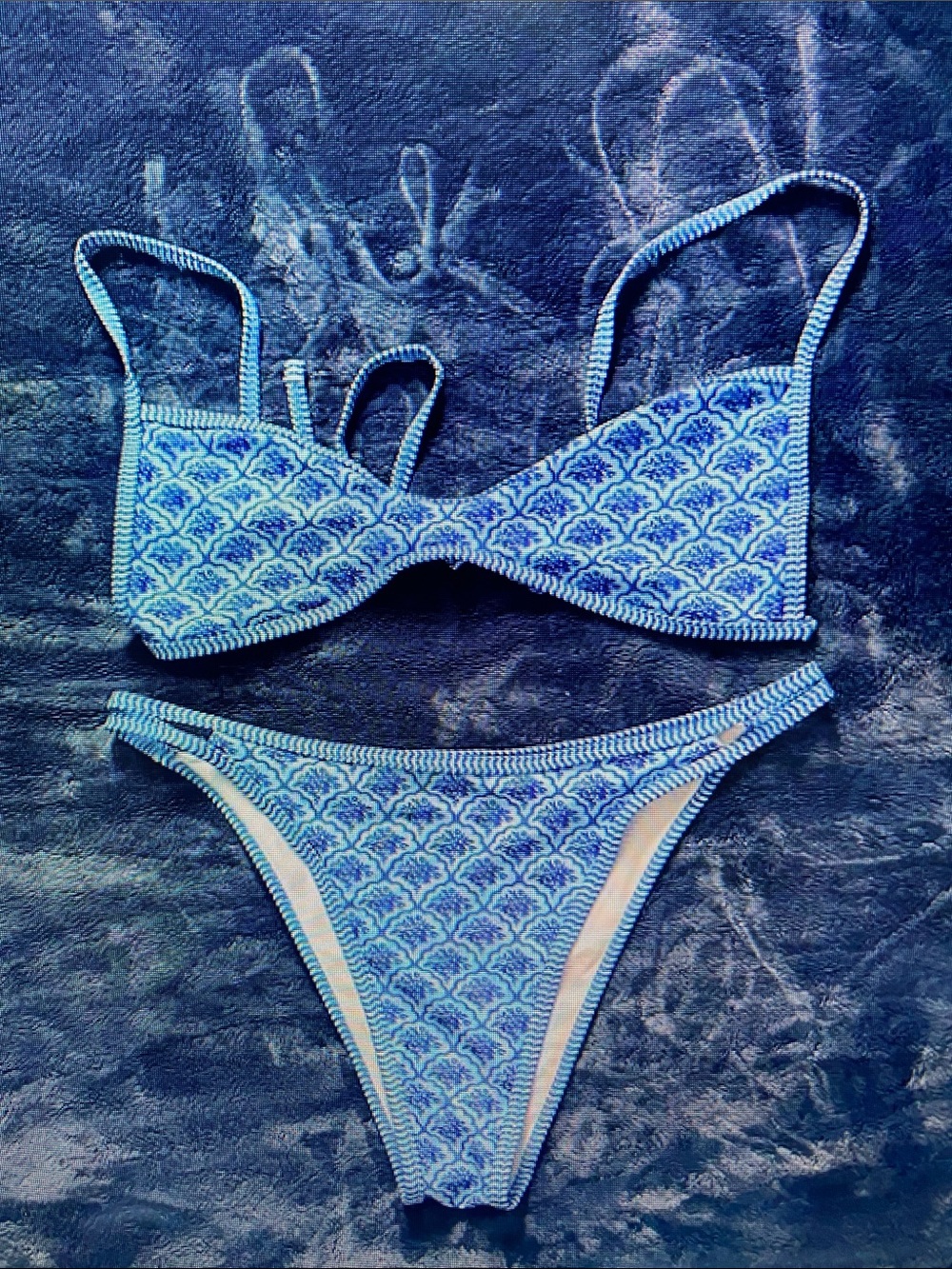 Blue Patterned Two-Piece Bikini
